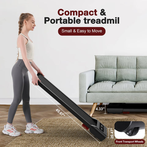 Portable Walking Pad, under Desk Treadmill 300 Lb Capacity, Speed Range 0.4~6Mph for Home Office Walking/Running