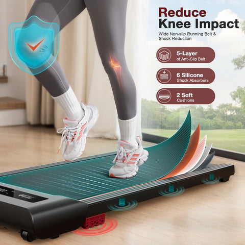 Portable Walking Pad, under Desk Treadmill 300 Lb Capacity, Speed Range 0.4~6Mph for Home Office Walking/Running